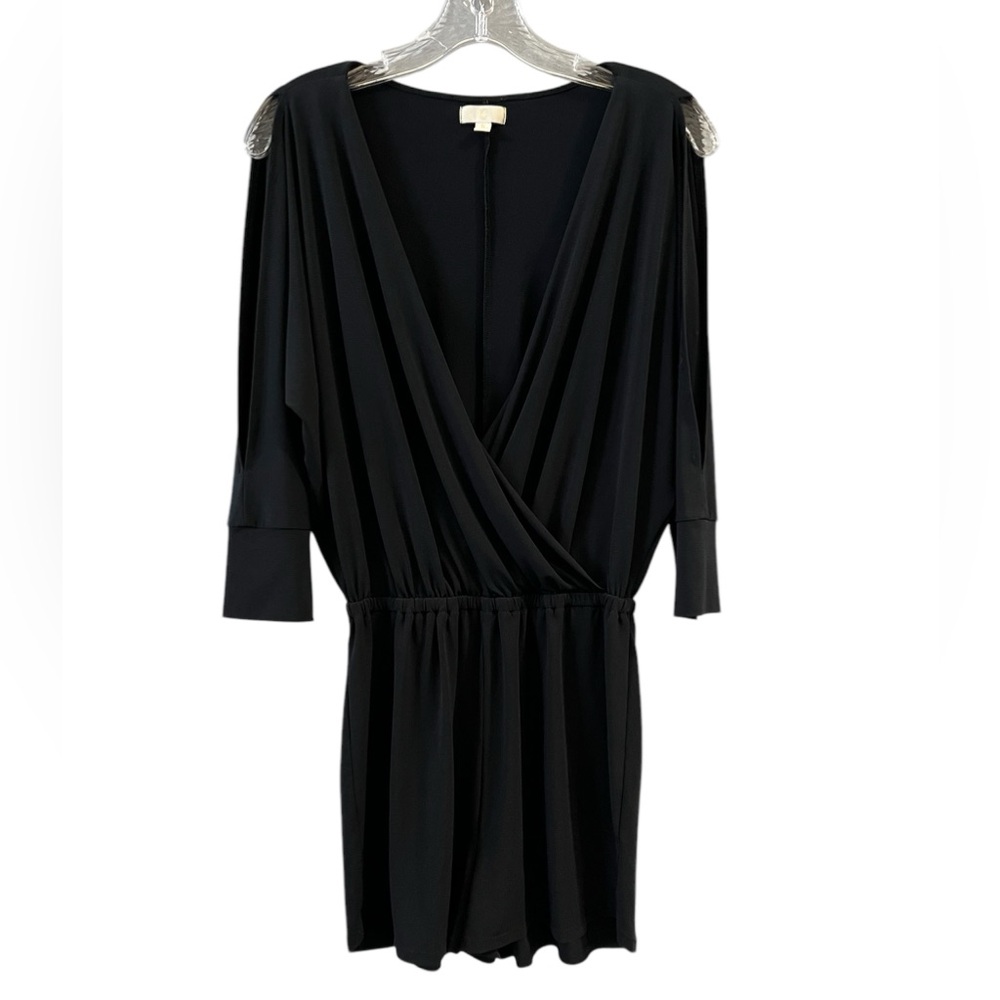 Charming Charlie Long Sleeve Open Shoulder / Arm Black Romper NWOT
